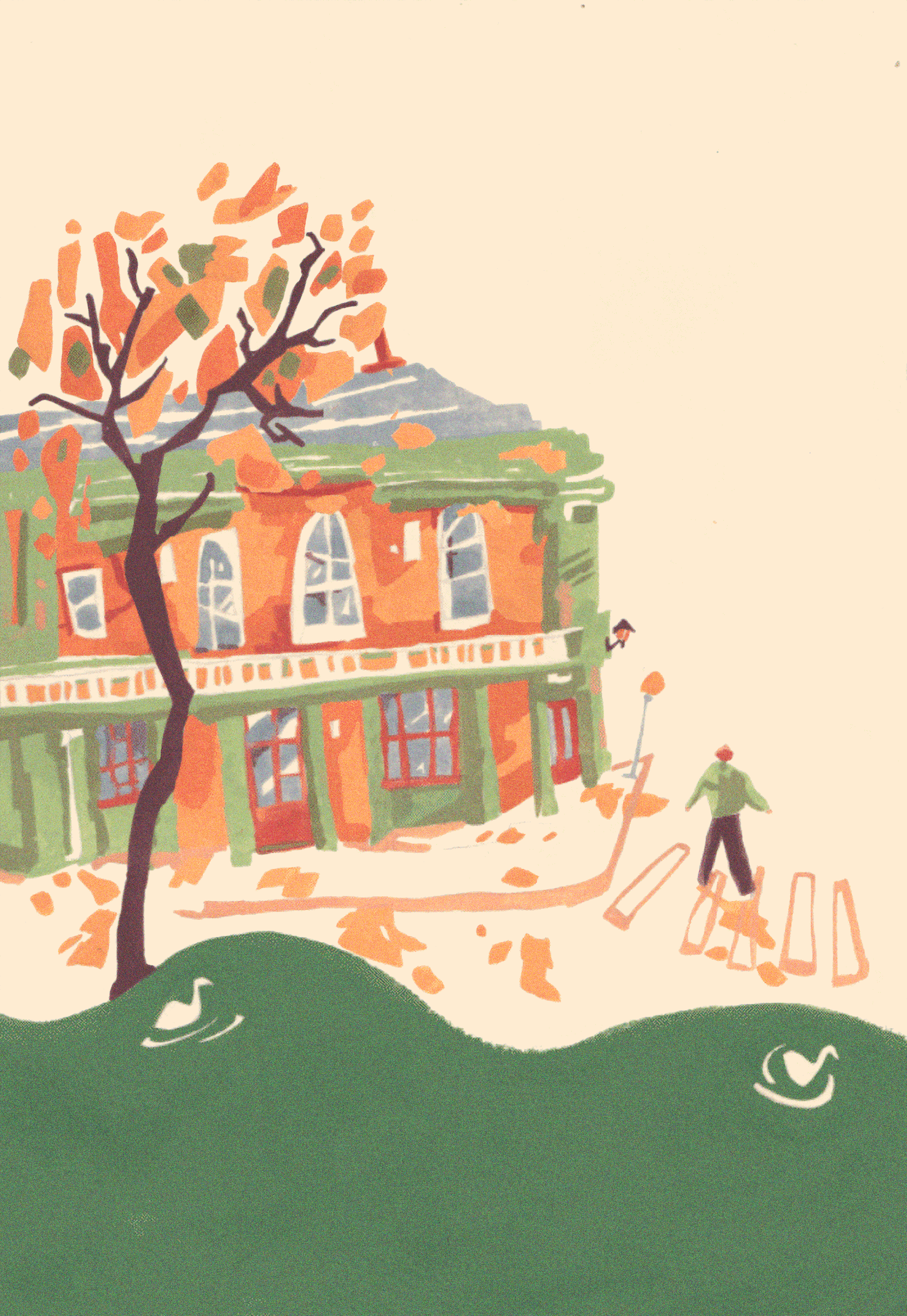 Animation of a london restaurant or pub or street in Autumn